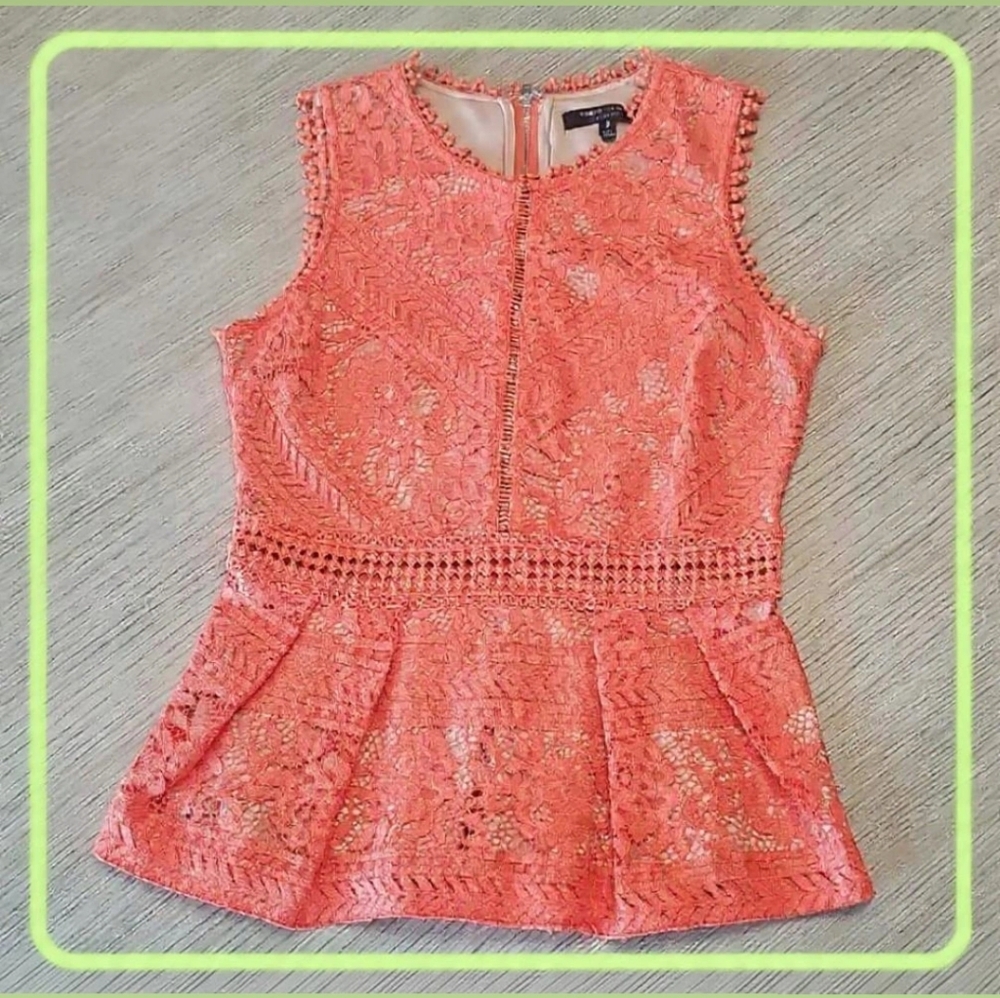 Coral Lace Sleeveless Top